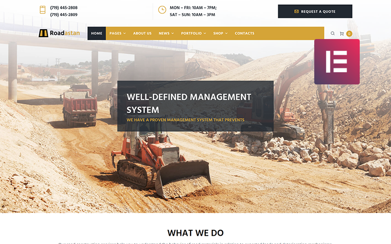 Roadastan - Road Construction WordPress Elementor Theme
