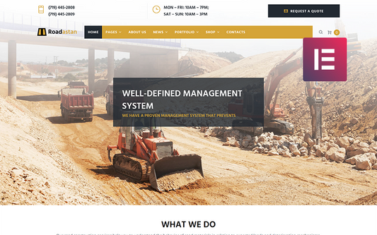 Roadastan - Road Construction WordPress Elementor Theme